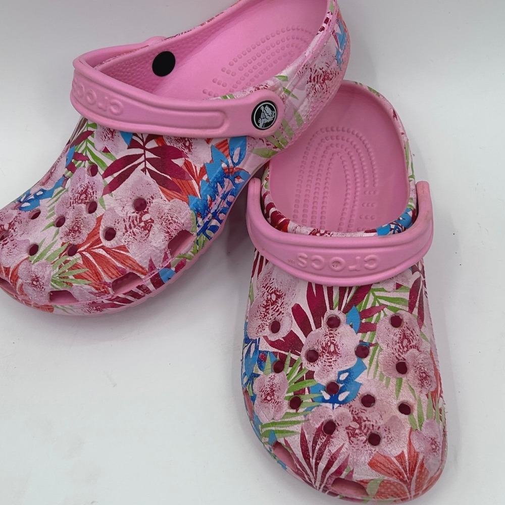 Crocs Classic Graphic Print Tropical Womens 7 Mens 5 Y2K Garden Girl Beachcore - Picture 2 of 11